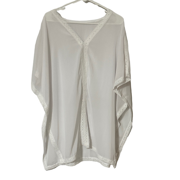 Other - Elegant White Lace Trim Swim Coverup